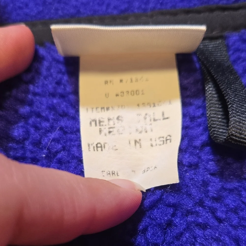 L.L. Bean Men Tall Medium Royal Blue Black Full Zip Fleece Vintage 90's USA Vest